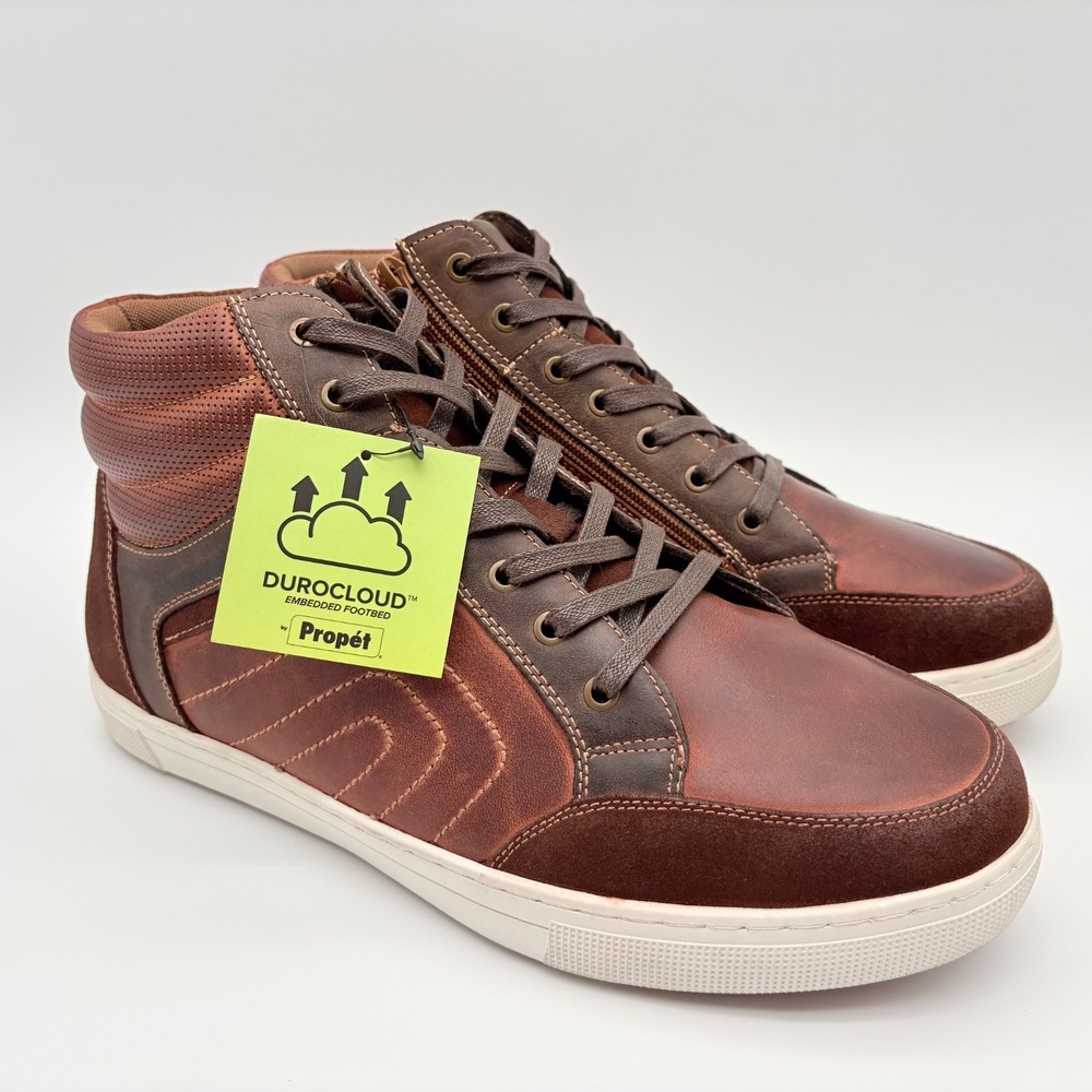 Propet Kenton Platform Hi-Top Sneakers Mens Size 14 5E XX-Wide Brown Leather